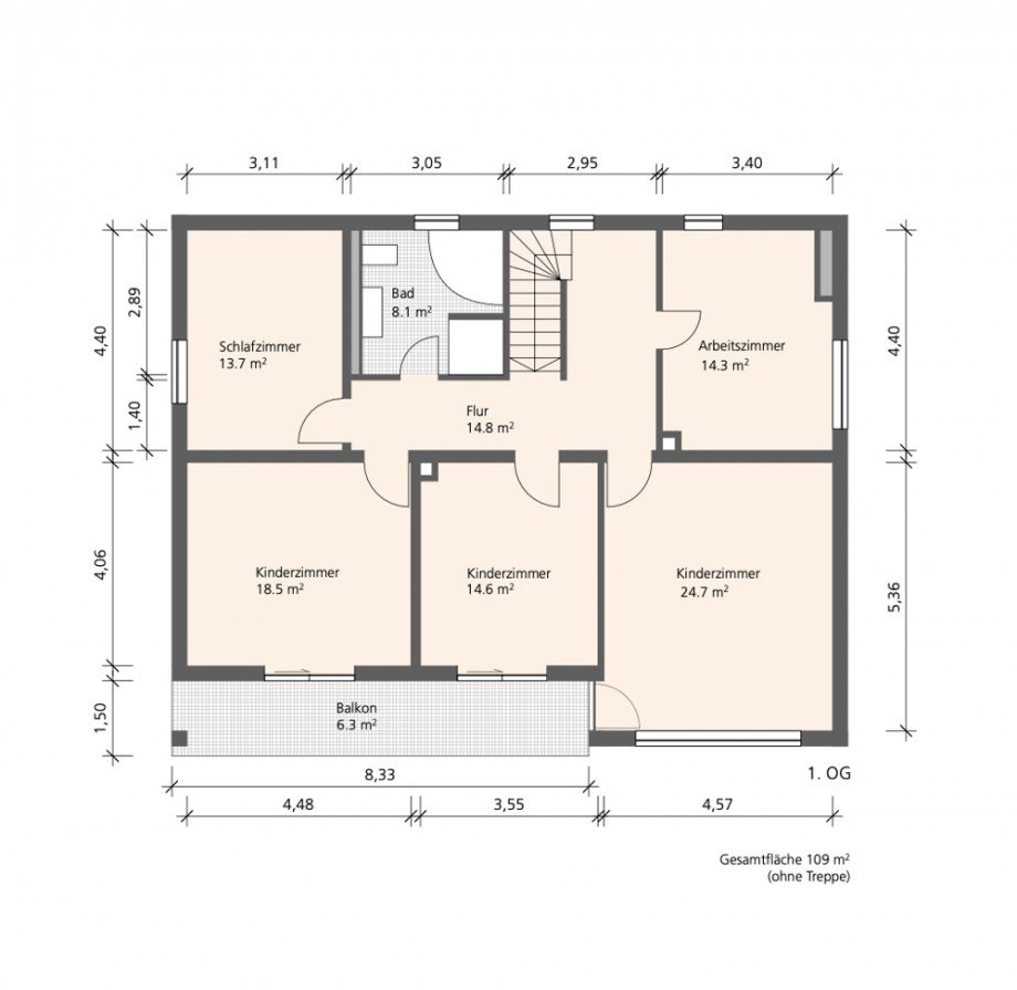 Grundriss 1 OG Einfamilienhaus Tutzing
