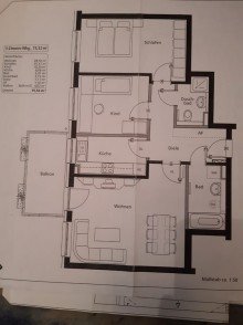 Grundriss Moderne 3-Zimmer-Wohnung mit ruhigem, sonnigem Balkon in guter Lage Mosach
