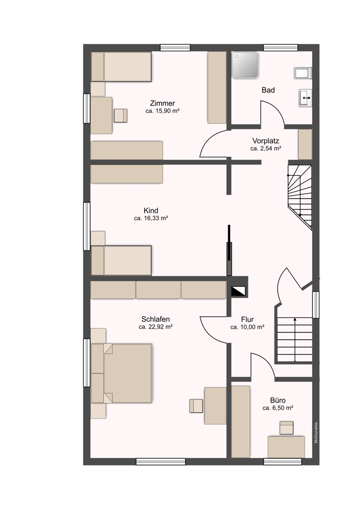 Grundriss 1 OG Maisonettewohnung Andechs / Frieding