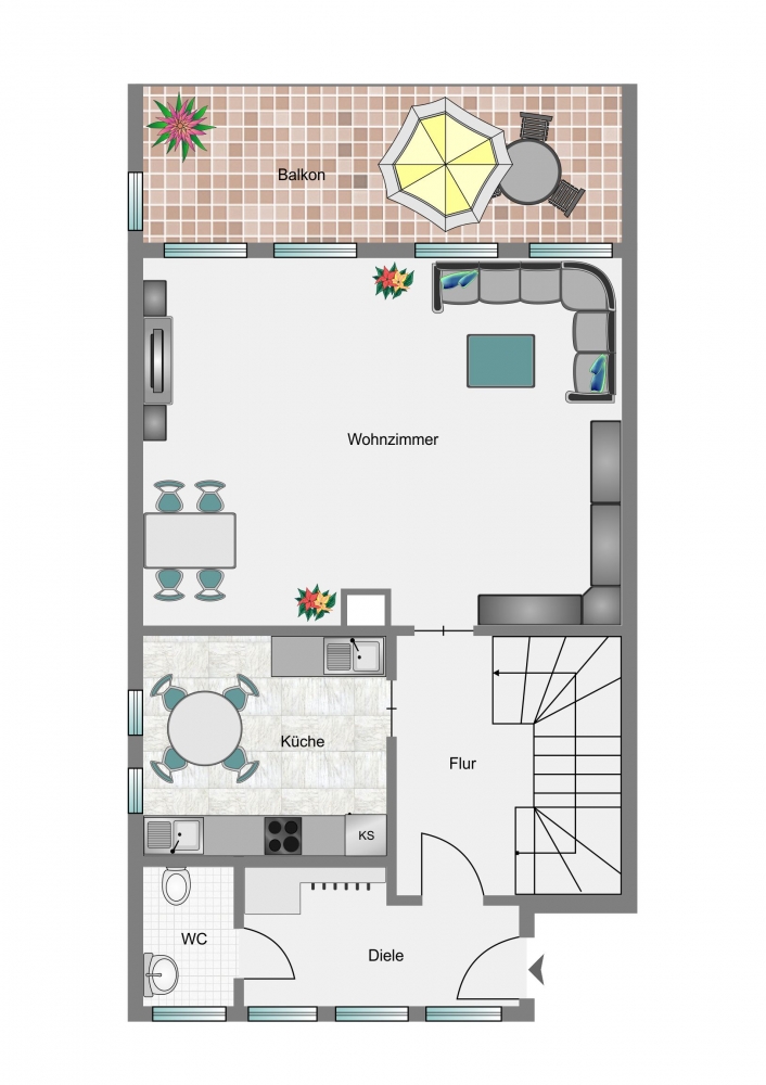 Grundriss OG Doppelhaush�lfte Schweitenkirchen / Aufham