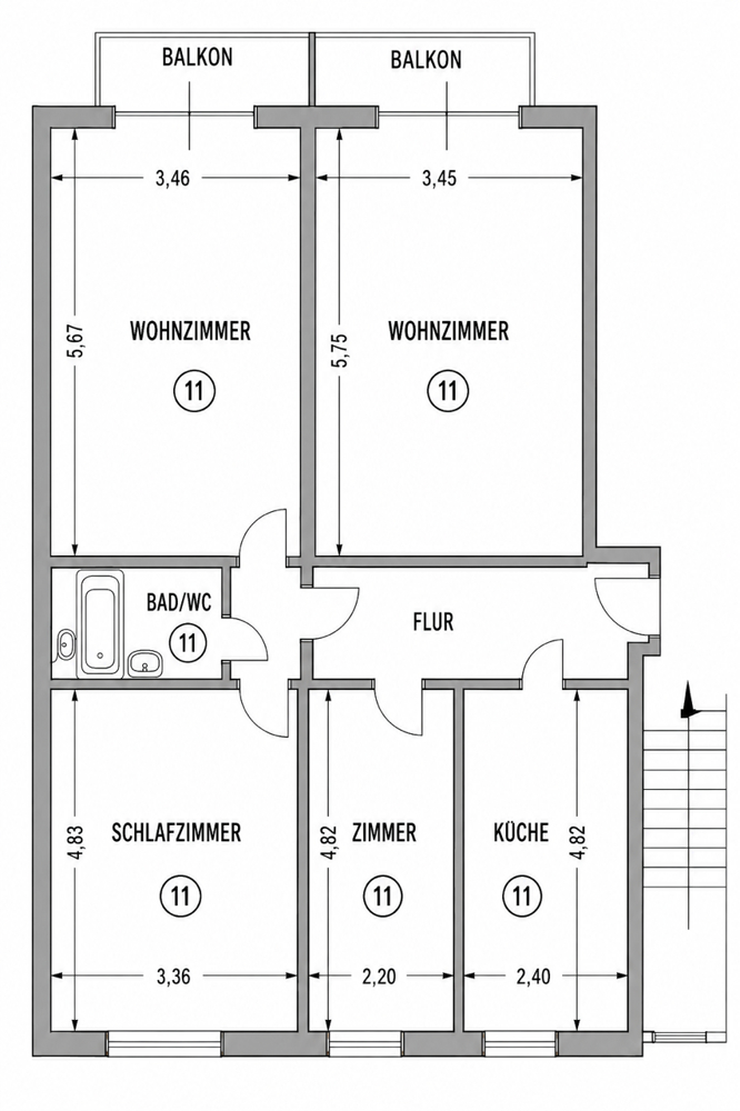 Grundriss Etagenwohnung M�nchen