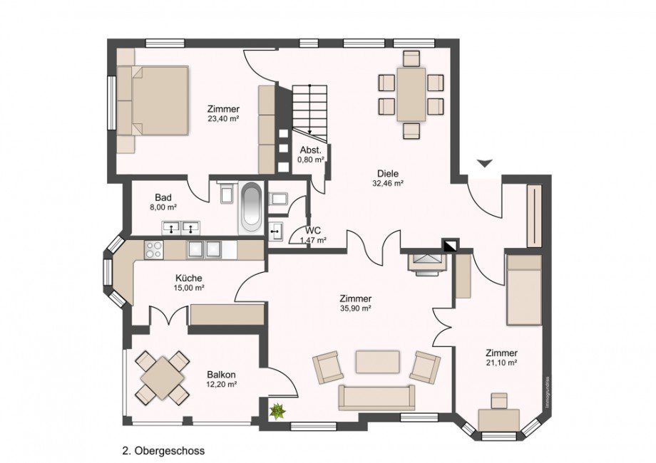 Grundriss 2 OG Etagenwohnung Thalkirchen-Obersendling