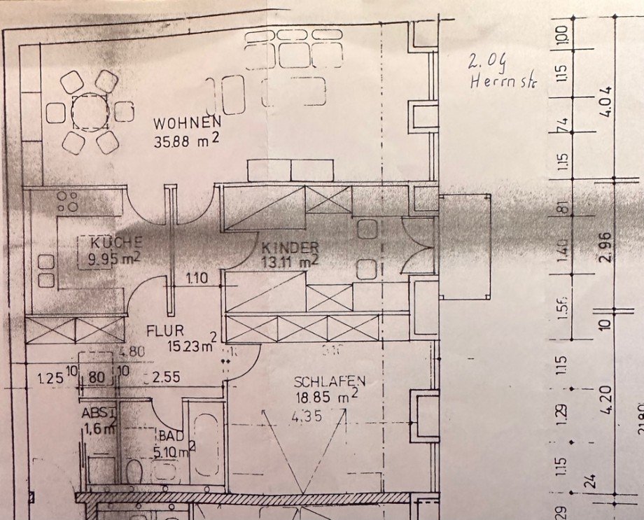 Grundriss Dachgeschosswohnung M�nchen