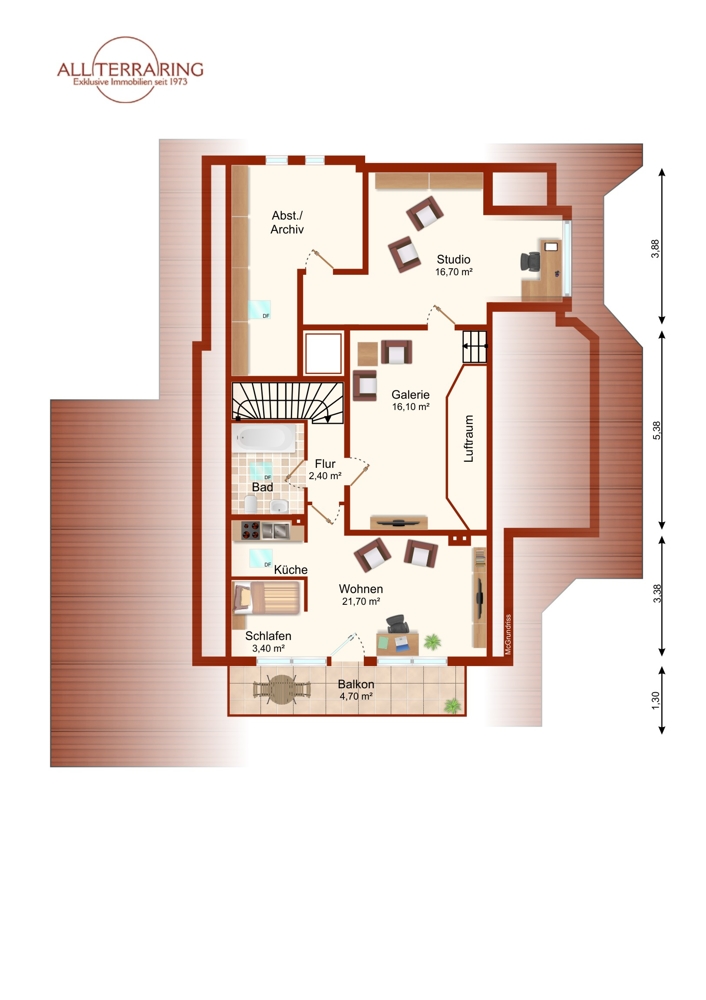 Grundriss 1 OG Villa Gr�felfing