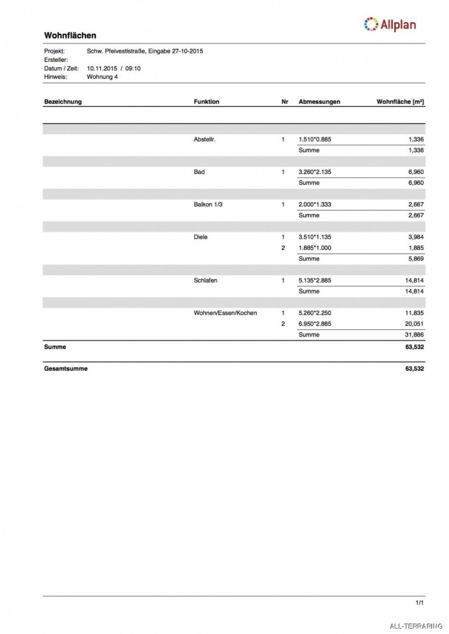 Wohnfl�chenberechnung Etagenwohnung M�nchen