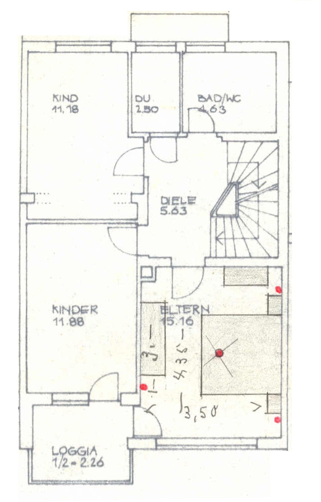 Grundriss Obergeschoss Reihenhaus Neuried