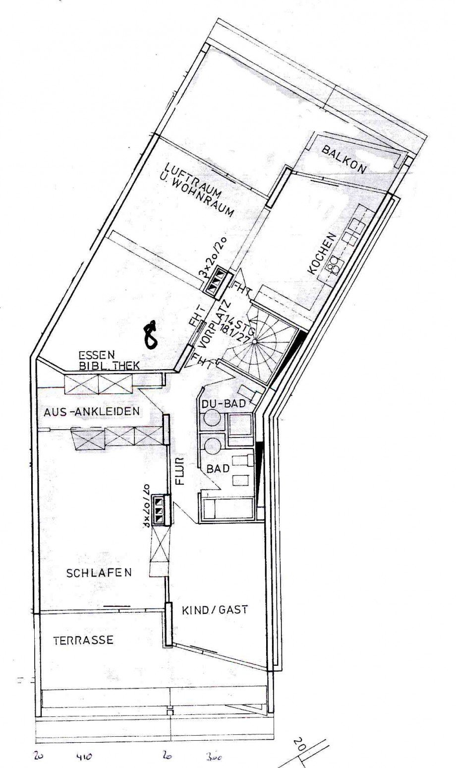 Grundriss 5. OG Terrassenwohnung M�nchen
