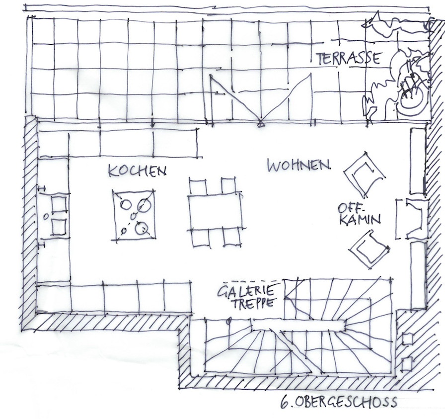 Grundriss 6.OG Dachgeschosswohnung M�nchen