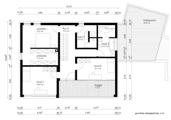 Grundriss Obergeschoss Einfamilienhaus Freising